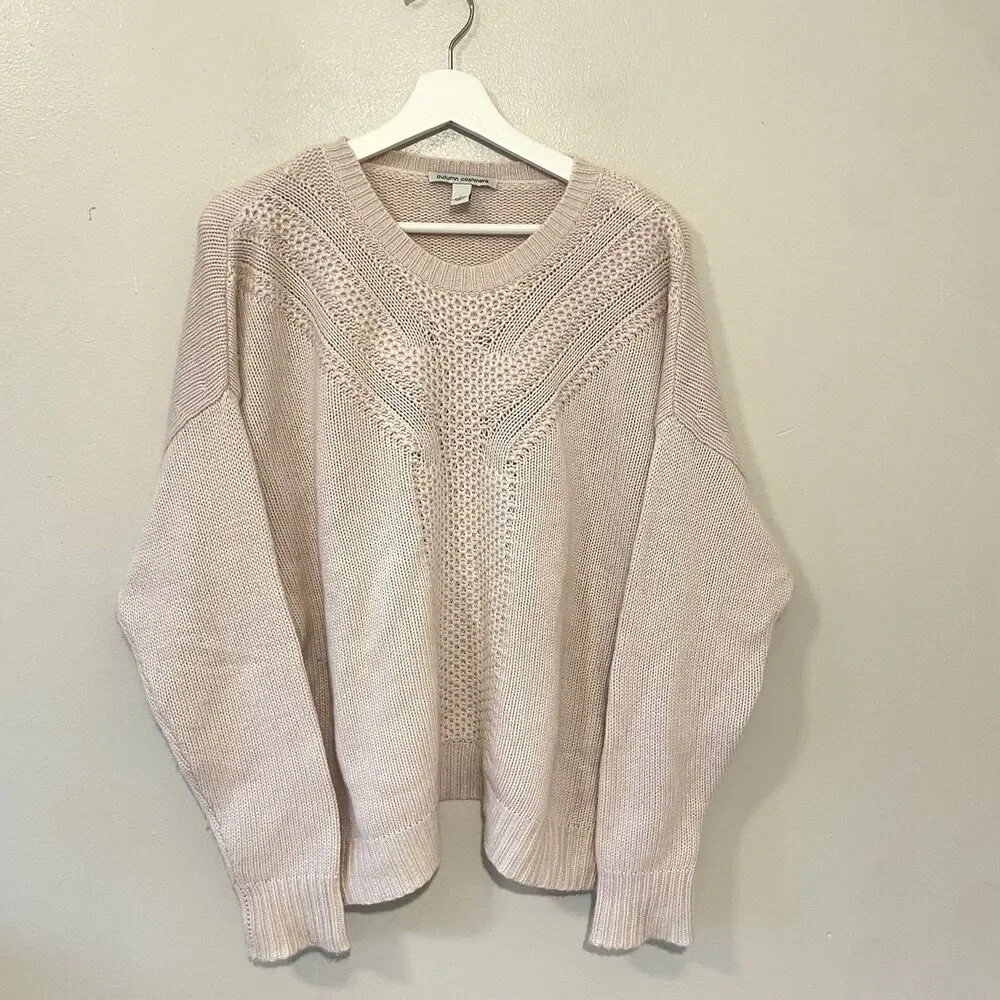 Autumn Cashmere Oversized Drop Shoulders Blush Pink Sweater 100% Cashmere Sz L
